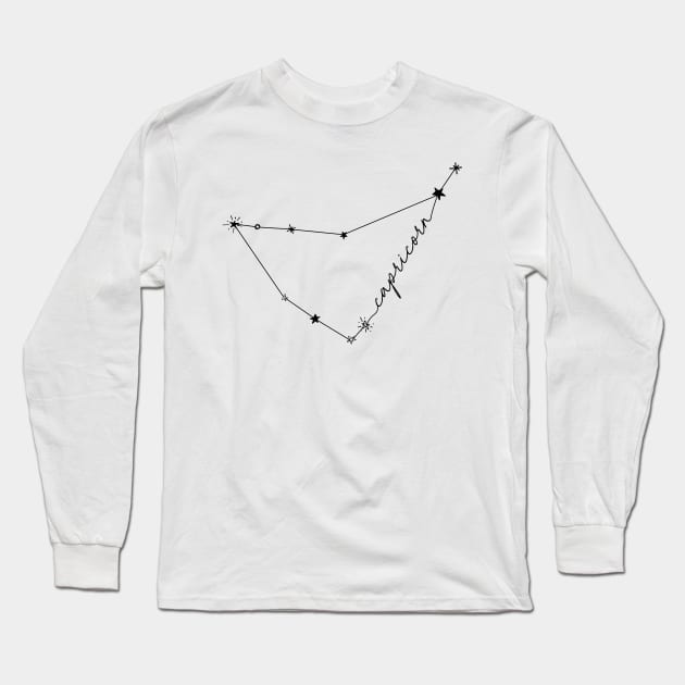 Capricorn Constellation Zodiac Drawing Sticker Long Sleeve T-Shirt by aterkaderk